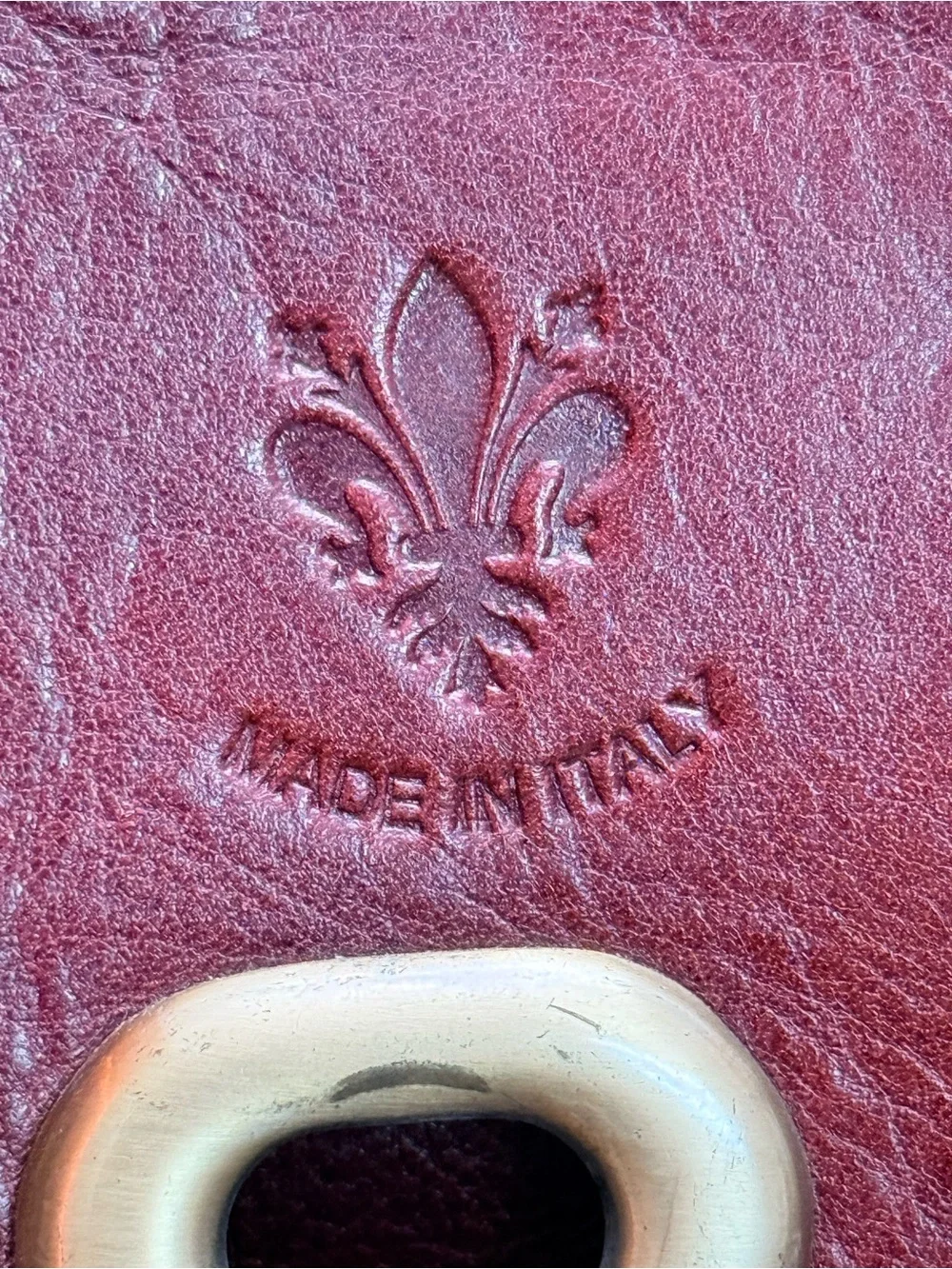 Large 24” Italian Genuine Leather Duffle Weekender Bag Burgundy Handmade Italy